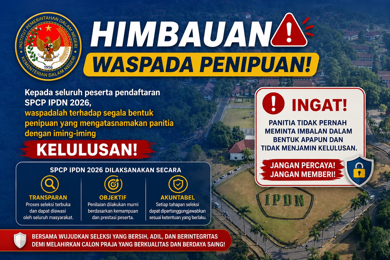 Himbauan Waspada Penipuan SPCP IPDN 2026