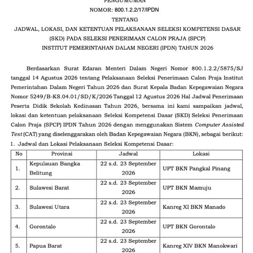 Thumbnail Jadwal SKD (Lokasi, Waktu & Sesi Ujian)