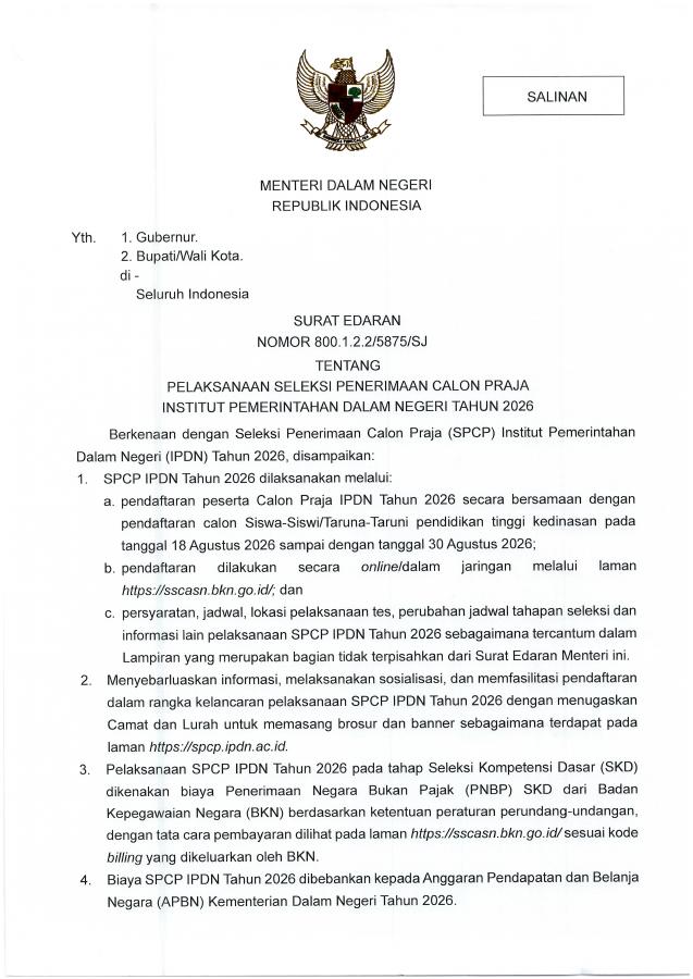 Thumbnail SE Pelaksanaan SPCP IPDN TA.2026